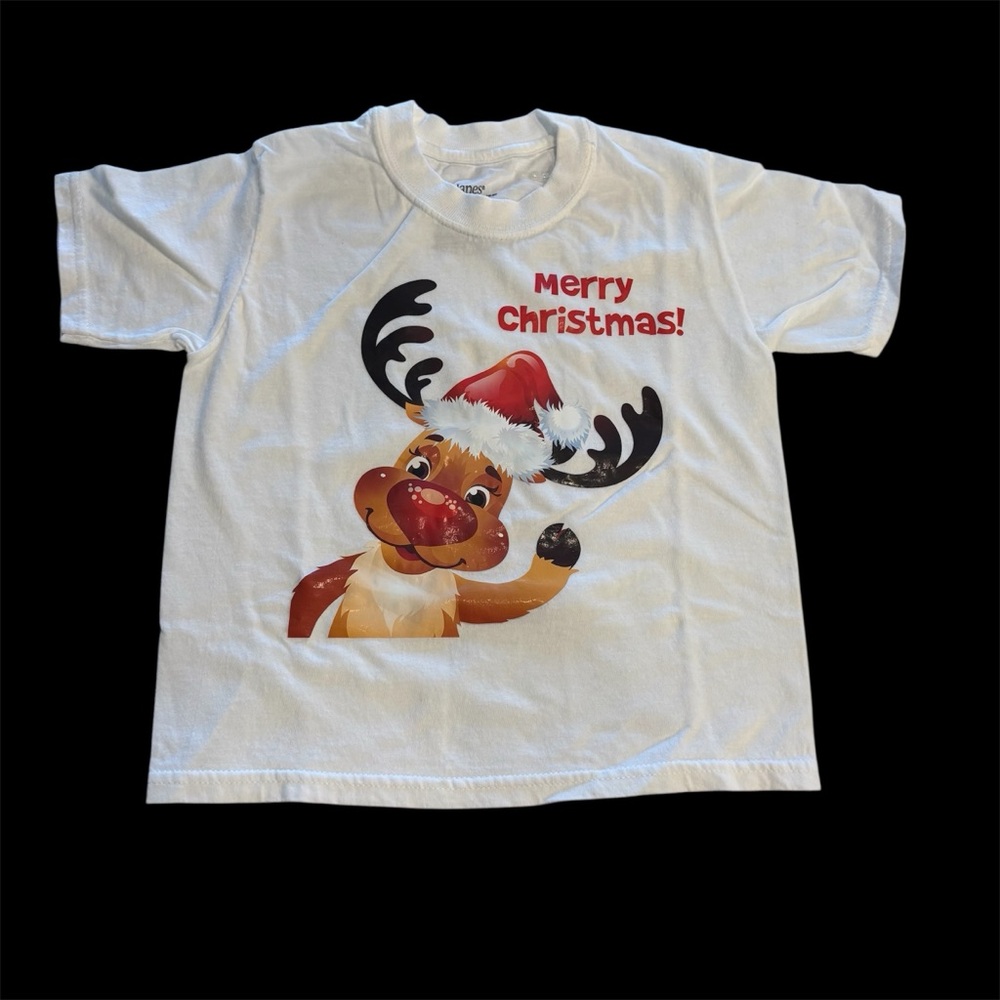 Festive Kids' Reindeer Tee - White